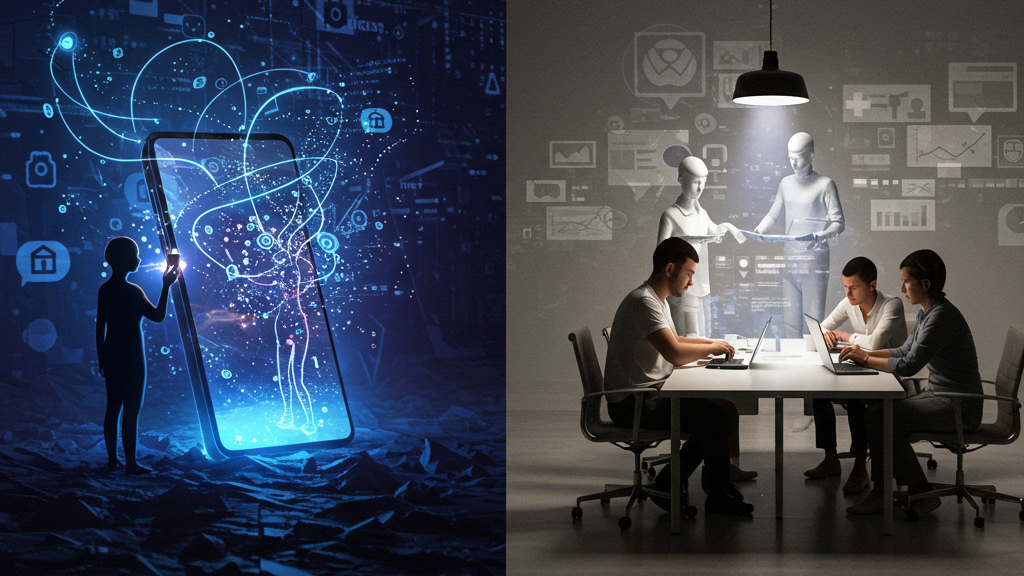 Illustration der digitalen Illusion